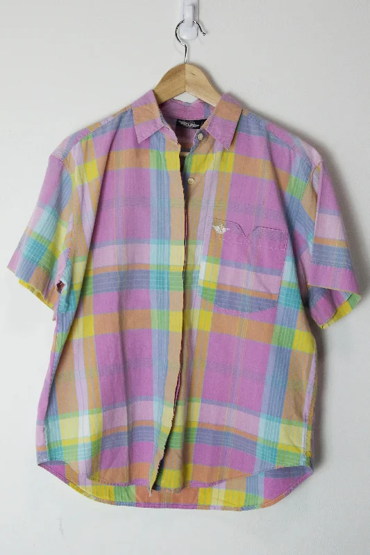 [M] Dockers Pastel Picnic Plaid Shirt-- Notch Collar Peter Pan Collar Cowl Neck
