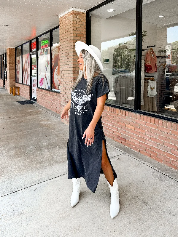 Free Bird Maxi T-shirt Dress-- Mesh Fabric Canvas Fabric Denim Fabric