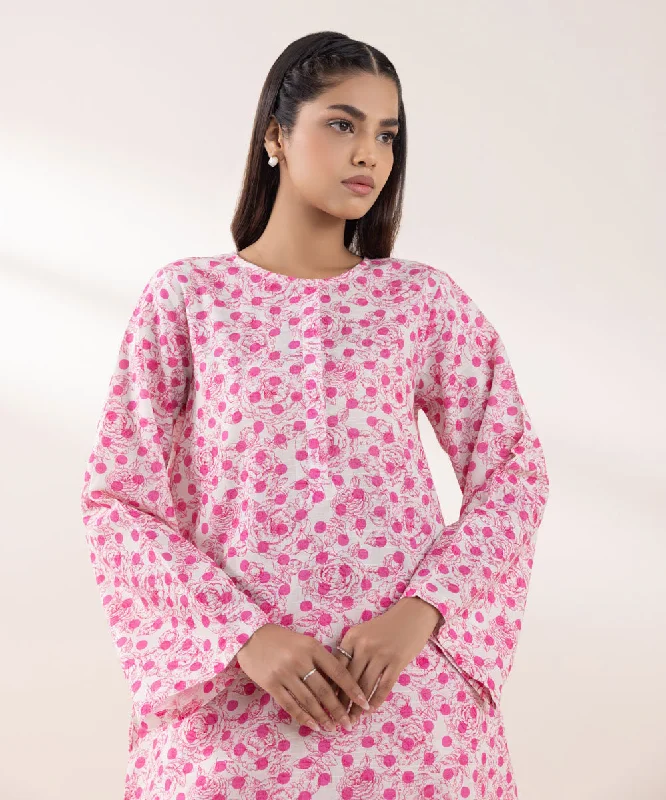 Printed Light Khaddar Shirt-- Lace Blend Ribbed Blend Corduroy Blend
