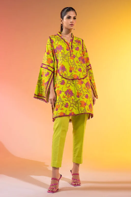 1 Pc Printed Silver Lawn Shirt -- Satin Fabric Silk Fabric Chiffon Fabric