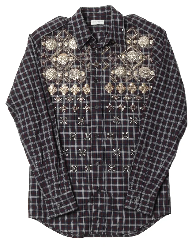 Studded Button Down Shirt-- Cozy Warm Stylish