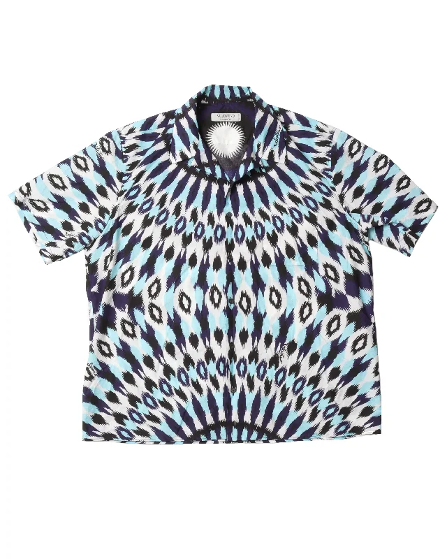 Printed Button Down Shirt "Archive 66"-- Zippered Front Buttoned Front Snap Front