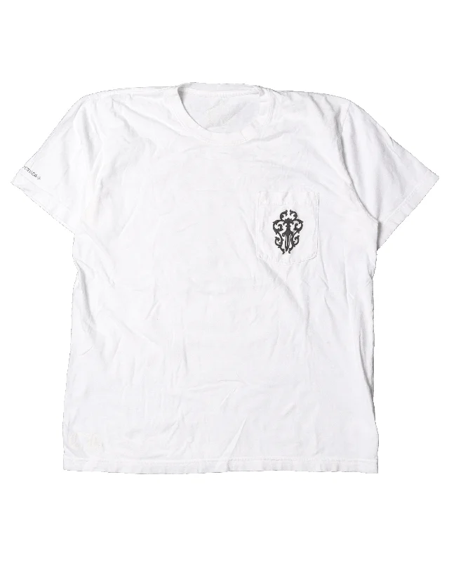 Cross White Pocket T-Shirt-- Anti-Pilling Machine Wash Handmade