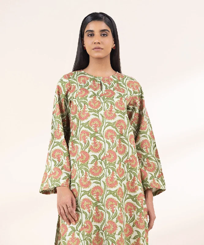 Printed Khaddar Shirt-- Polka Dot Checkered Tartan