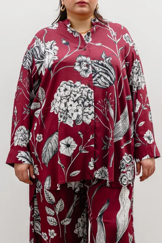CURVE CRIMSON BLOOM  SHIRT-- Casual Formal Business