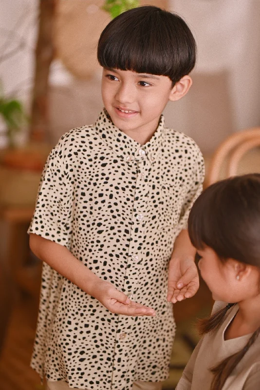 The Hening Batik Shirt - Champagne Safari-- Real Fur Shearling Chenille