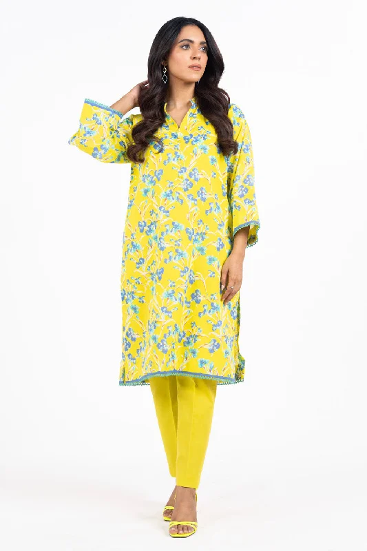 1 Pc Printed Silver Lawn Shirt -- Lace Blend Ribbed Blend Corduroy Blend