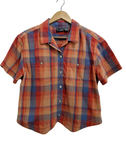 [L] Vintage LizWear Plaid Button-Up Shirt-- V-Neck T-Shirt Long Sleeve Cotton