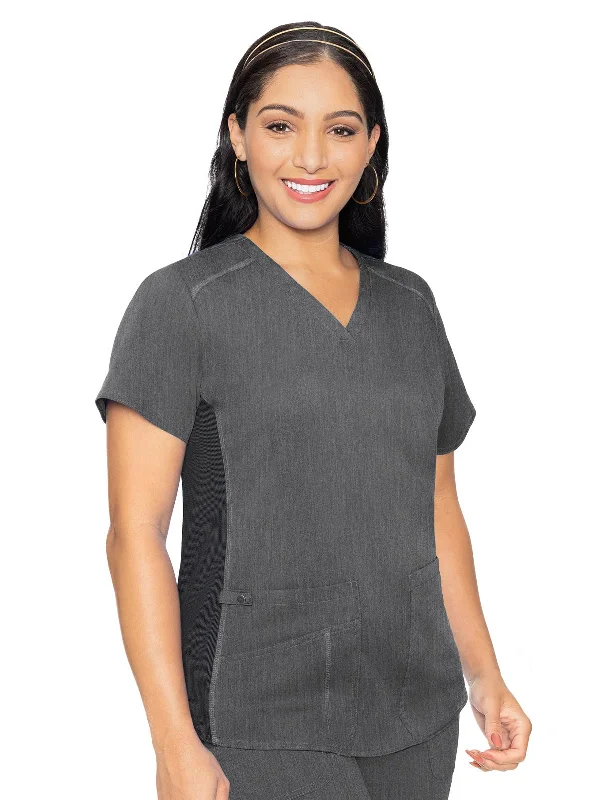 Women's 4-Pocket V-Neck Shirttail Top-- Lace Blend Ribbed Blend Corduroy Blend