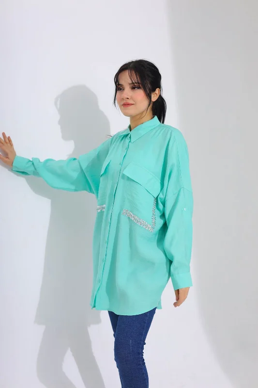 Shirt S 2507-- Spandex Blend Rayon Blend Denim Blend