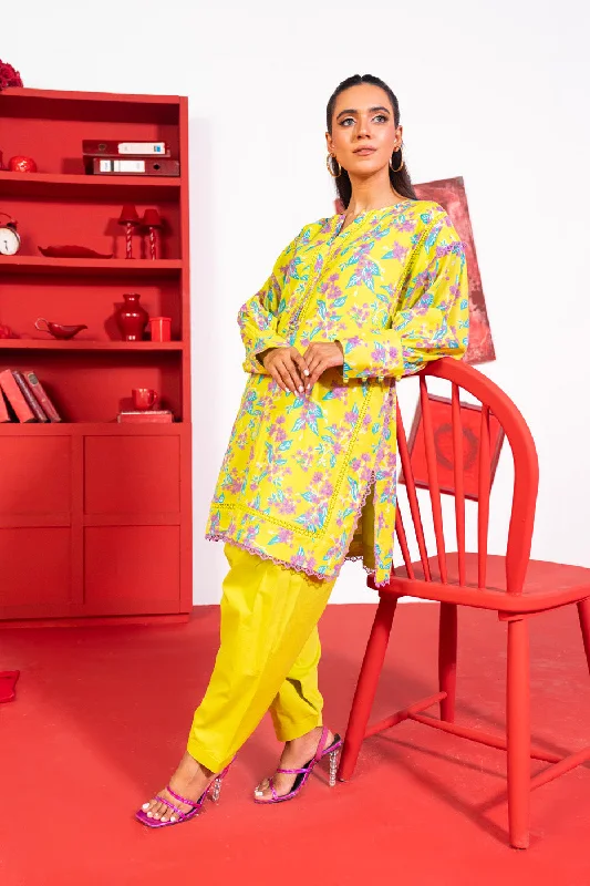 1 Pc Printed Lawn Shirt-- Silk Blend Satin Velvet