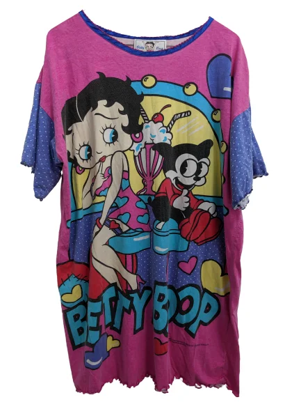 [S/M] 90s Betty Boop Colorful Nightshirt-- Graphic Embroidered Appliqued