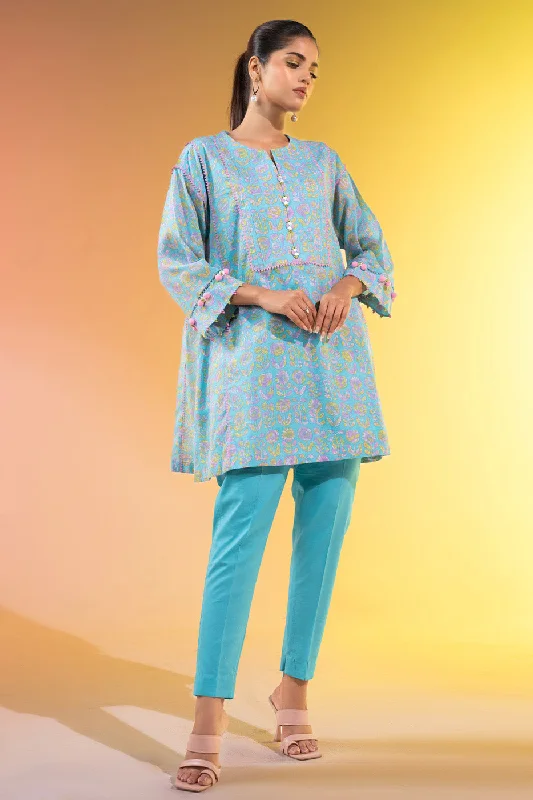 1 Pc Printed Silver Lawn Shirt -- Houndstooth Herringbone Solid