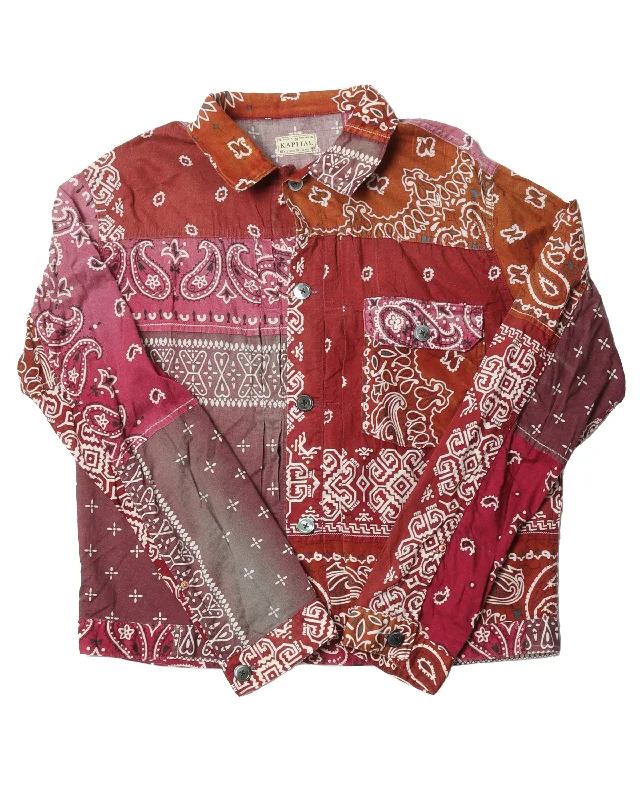 Mixed Colors Paisley Button Shirt-- Terry Blend Velvet Blend Canvas Blend
