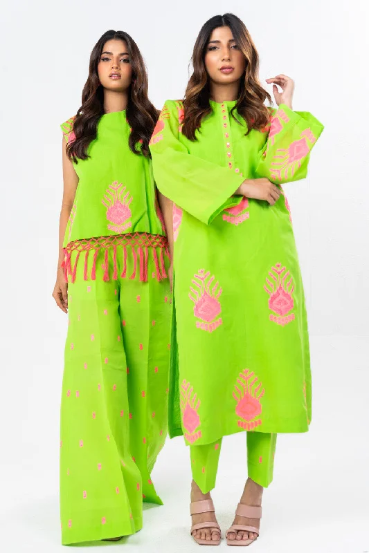 Dyed Embroidered Light Cambric Shirt With Dyed Embroidered Cambric Trouser-- Satin Blend Silk Blend Wool Blend