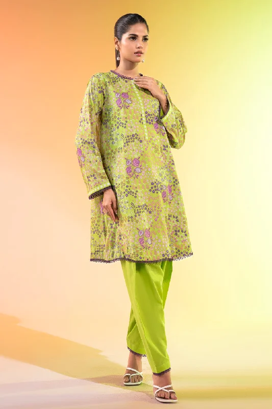 1 Pc Printed Silver Lawn Shirt -- Anti-Shrink Durable Soft