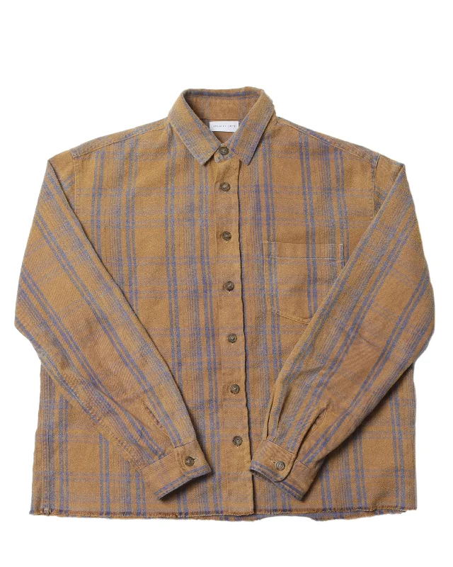 Cotton Flannel Shirt-- Collared T-Shirt Boat Neck A-Line