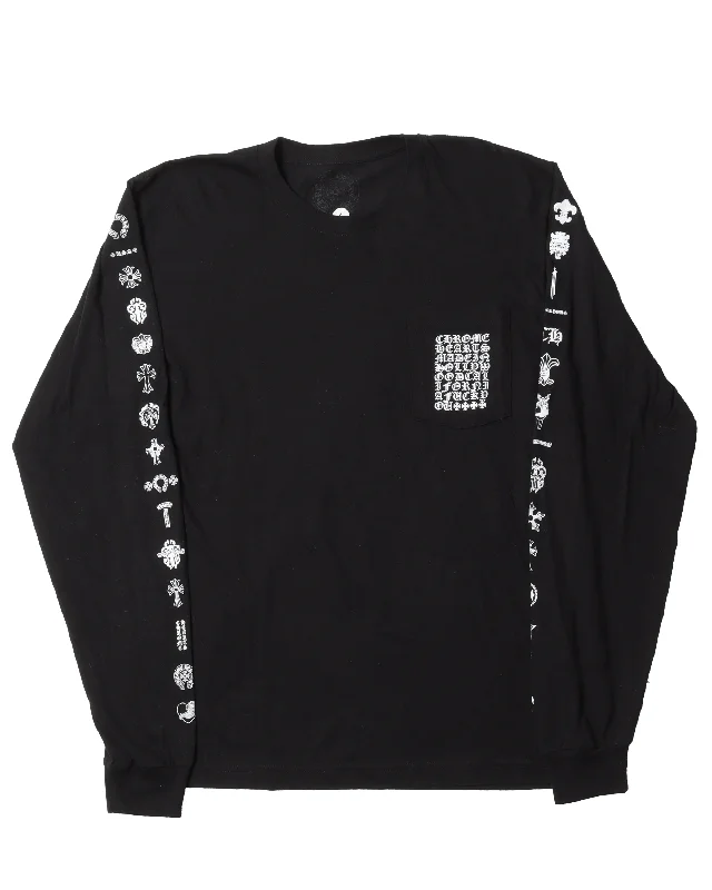 Sleeve Logos Long Sleeve T-Shirt-- Chenille Blend Fleece Blend Nylon Blend