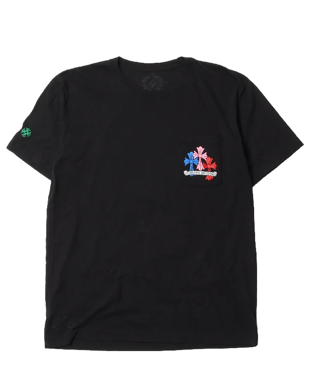Multicolor Cross Pocket T-Shirt-- Cotton Fabric Linen Fabric Terry Fabric