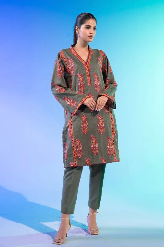 1 Pc Printed Silver Lawn Shirt -- Mesh Blend Leather Blend Suede Blend