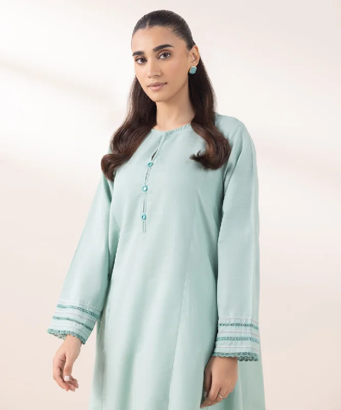 Solid Light Khaddar Shirt-- Satin Blend Silk Blend Wool Blend