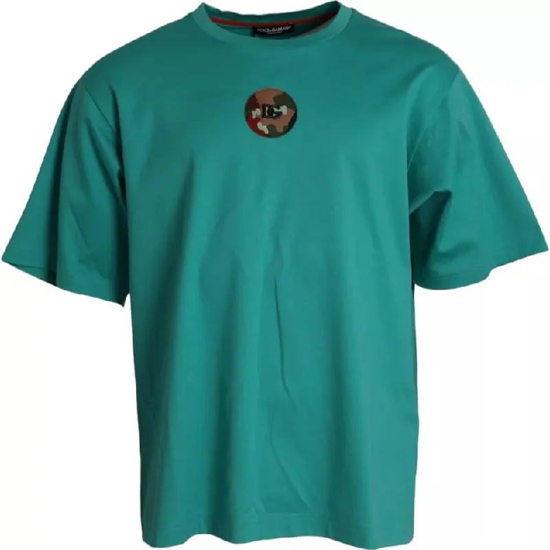 Dolce & Gabbana  Logo Patch Round Neck CottonMen's T-shirt-- Handmade Hand-knitted Hand-woven