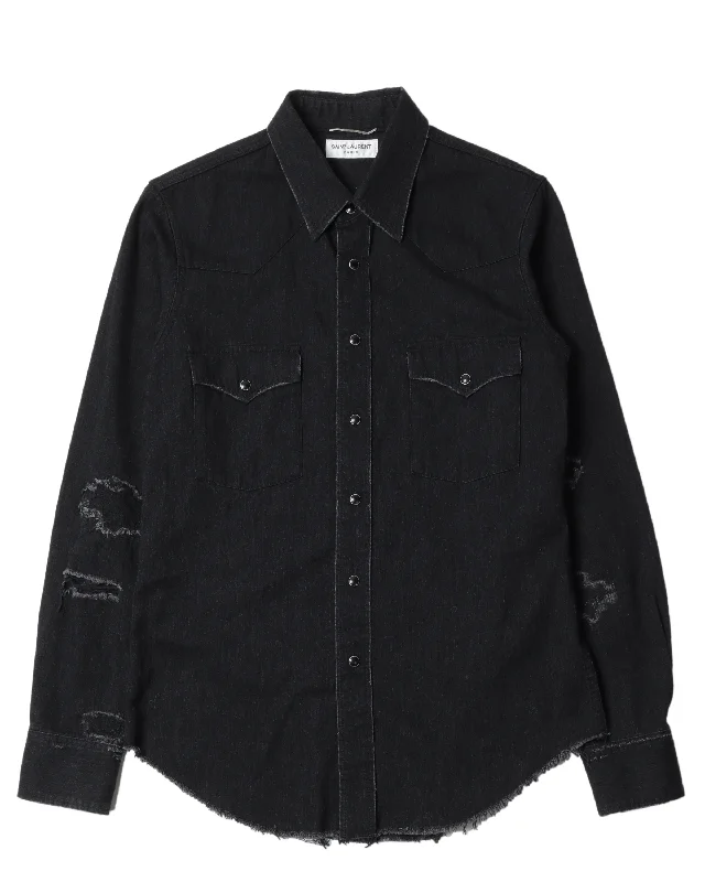 Distressed Western Shirt-- Chenille Fabric Brocade Fabric Lace Fabric