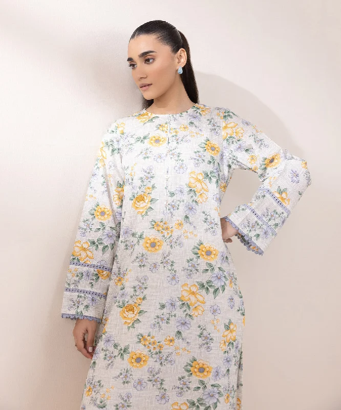 Printed Light Khaddar Shirt-- Layered Multi-layer Single Layer