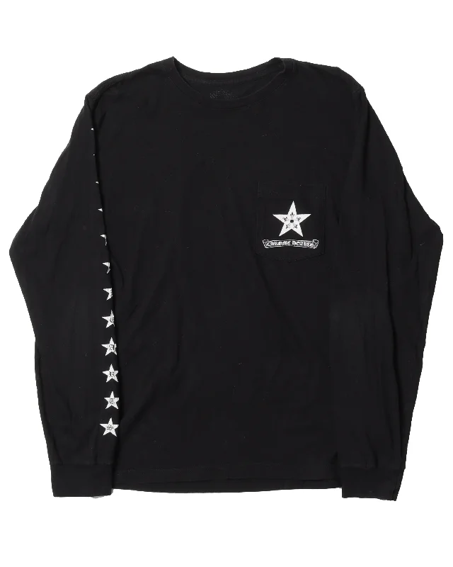 Stars Long Sleeve T-Shirt-- Mesh Blend Leather Blend Suede Blend