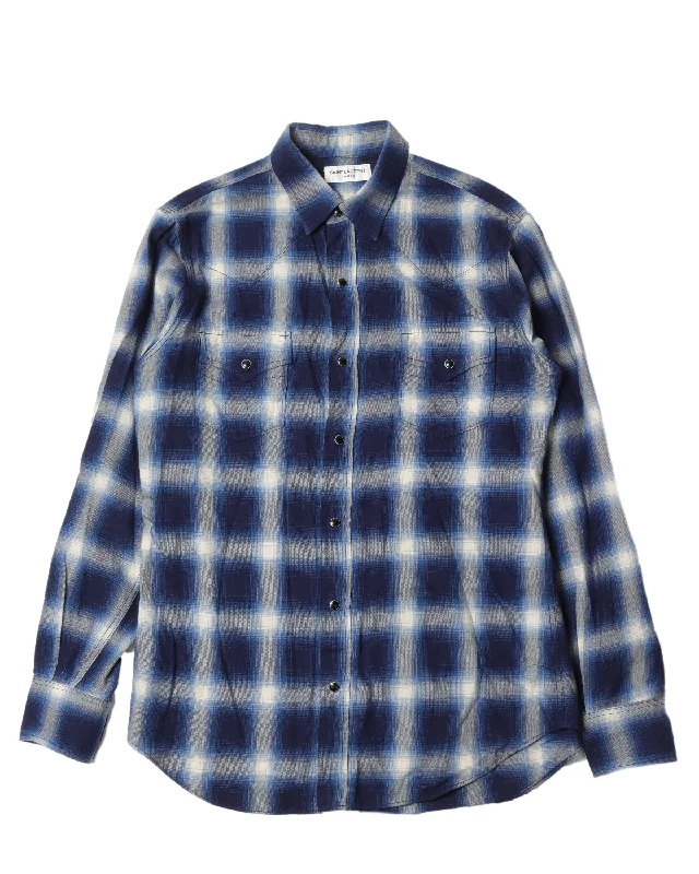 Plaid Western Shirt-- Embroidered Appliqued Beaded