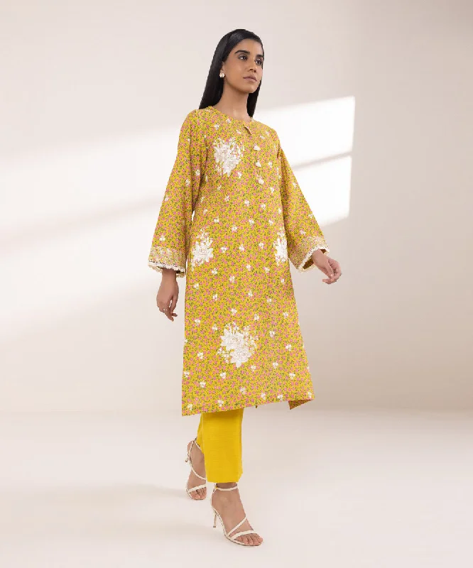 Embroidered Light Khaddar Shirt-- Satin Fabric Silk Fabric Chiffon Fabric