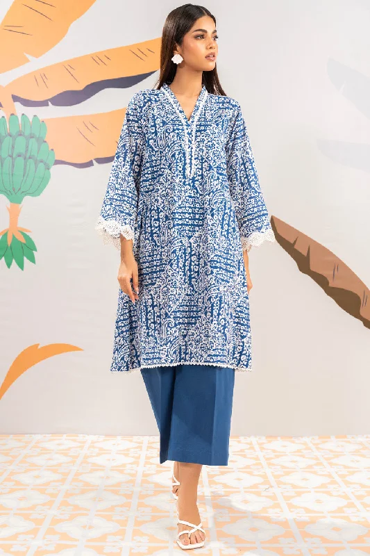 1 Pc Printed Cambric Shirt -- Spandex Blend Rayon Blend Denim Blend