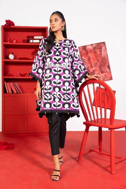 1 Pc Printed Lawn Shirt-- Fitted T-Shirt Seamless Stretchy