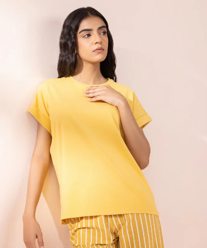Solid T-shirt-- Satin Blend Silk Blend Wool Blend