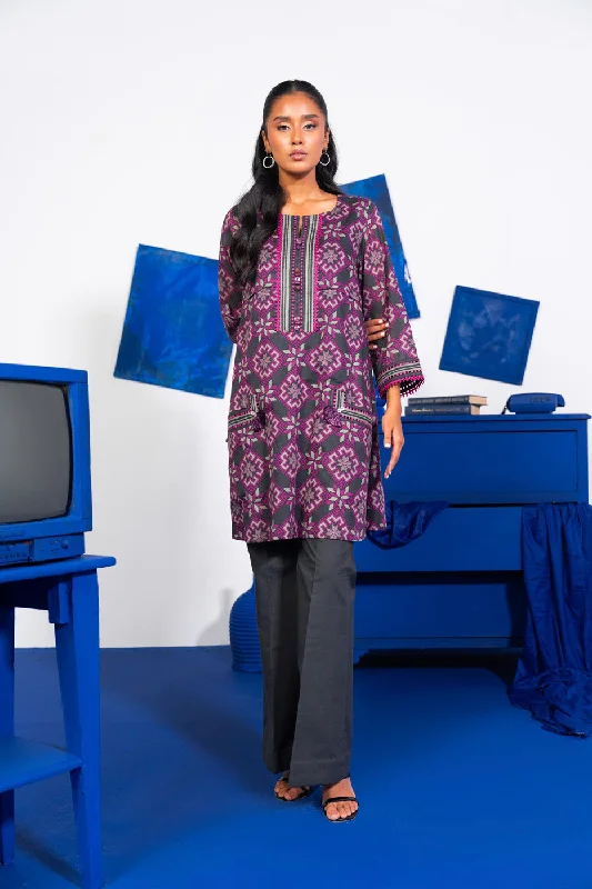 1 Pc Printed Lawn Shirt-- Terry Blend Velvet Blend Canvas Blend