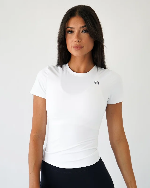 Impact T-Shirt - White-- Boxy Fit Fitted Loose