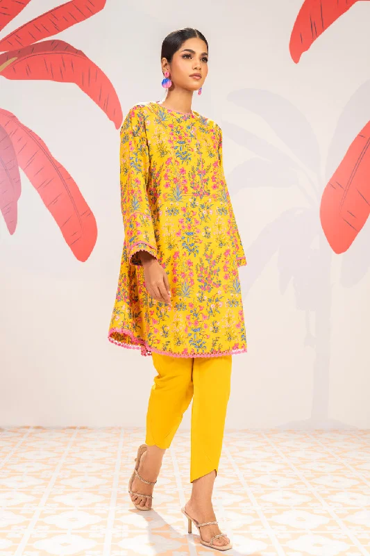 1 Pc Printed Cambric Shirt -- Front Pockets Side Pockets Patch Pockets