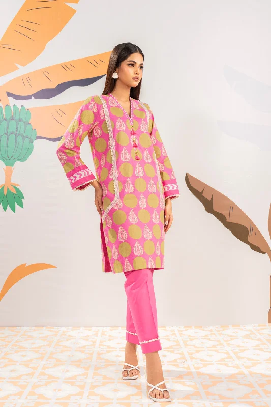 1 Pc Printed Cambric Shirt -- Print Jacquard Patchwork