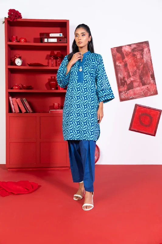 1 Pc Printed Lawn Shirt-- Graphic Embroidered Appliqued