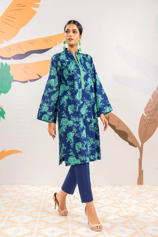 1 Pc Printed Cambric Shirt -- Chenille Brocade Lace