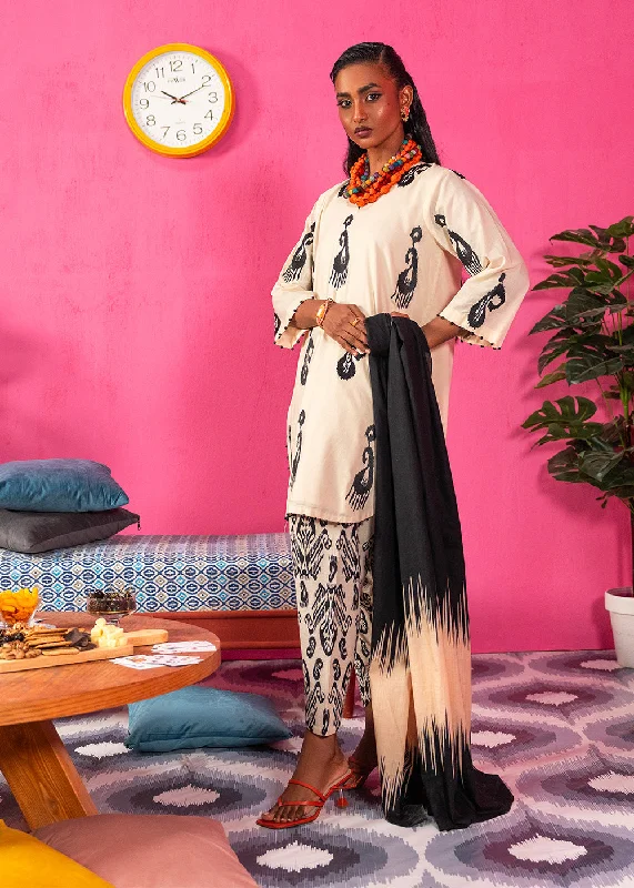 3 Pc Dyed Embroidered Light Cambric Shirt With Printed Chiffon Dupatta-- Terry Blend Velvet Blend Canvas Blend