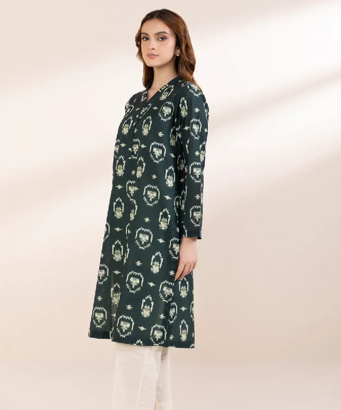 Printed Khaddar Shirt-- Mesh Fabric Canvas Fabric Denim Fabric
