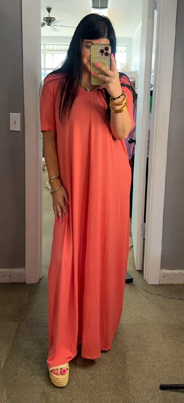 Coral T-shirt Maxi Plus-- Zippered Front Buttoned Front Snap Front