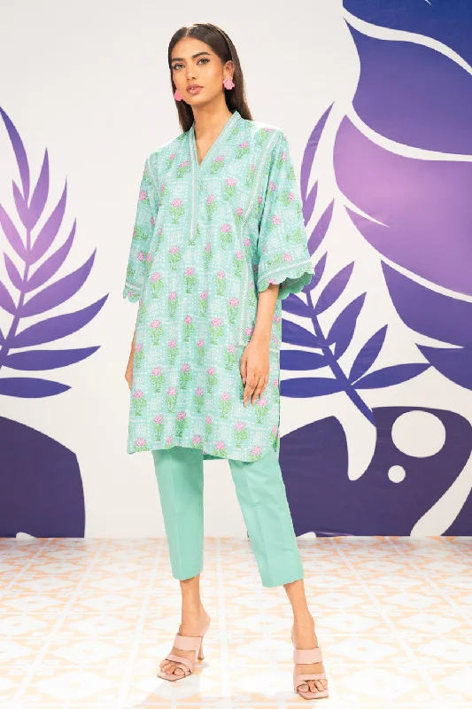 1 Pc Printed Cambric Shirt -- Beaded Sequined Faux Fur