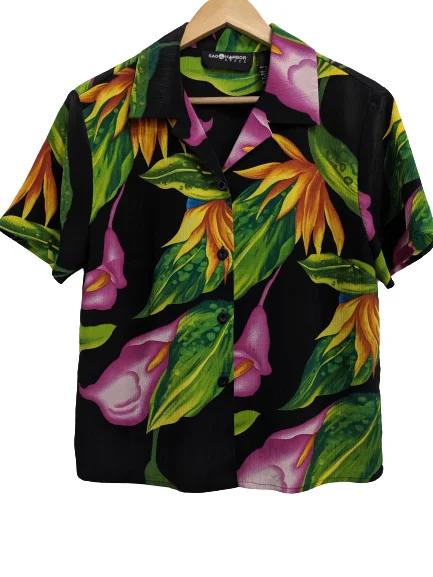 [M/L] Vintage Calla Lilly Short Sleeve Shirt-- Fitted T-Shirt Seamless Stretchy