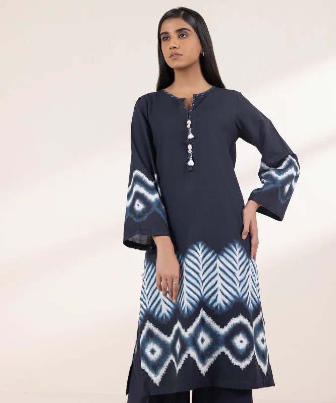 Printed Light Khaddar Shirt-- Fitted T-Shirt Seamless Stretchy