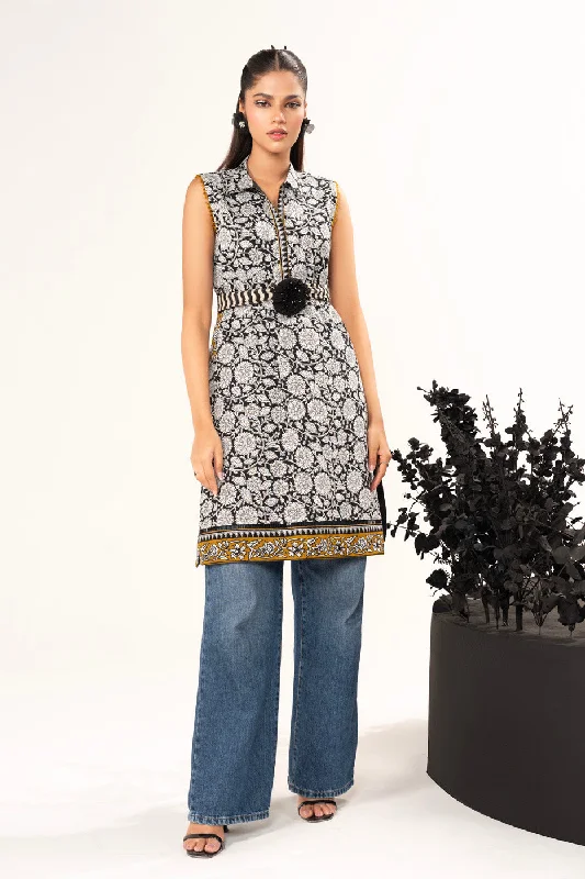 1 Pc Printed Lawn Shirt-- Seamless Knitted Crochet