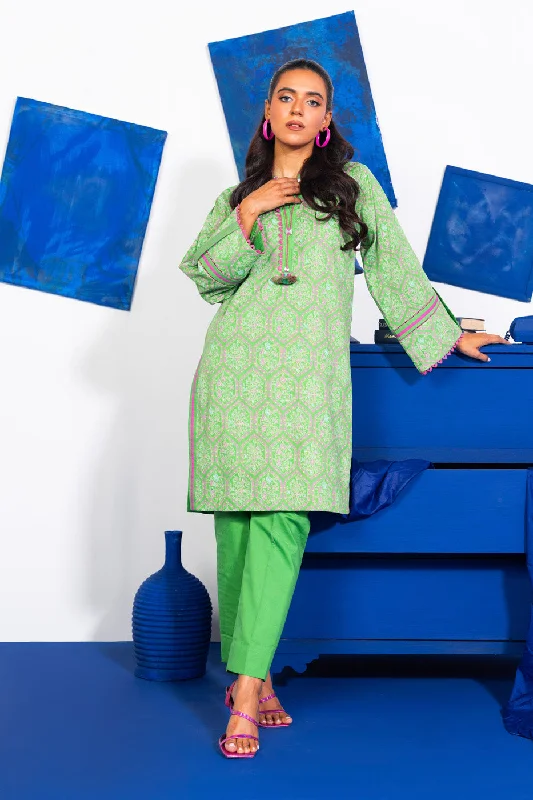 1 Pc Printed Lawn Shirt-- Seamless Knitted Crochet