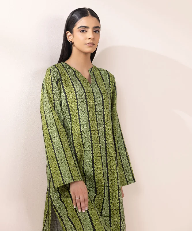 Printed Light Khaddar Shirt-- Mesh Blend Leather Blend Suede Blend