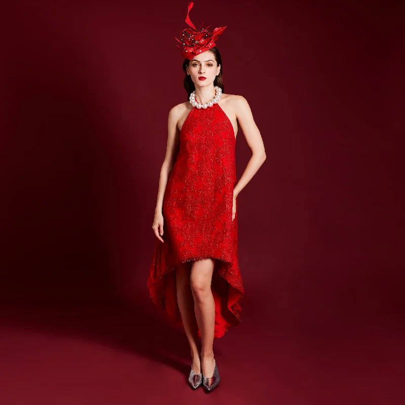 Elyn Halter Shimmering Dress sweetheart Neckline Romantic